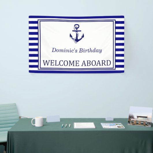 Nautical Banner - Navy - Anchor 横断幕 (トレードショー)
