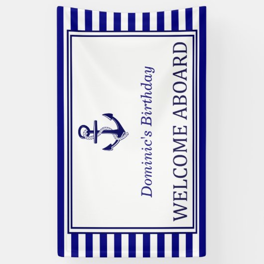 Nautical Banner - Navy - Anchor 横断幕 (縦)