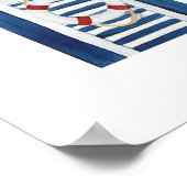 Nautical Beach Blue Beach Hut Holiday Nursery ポスター (角)