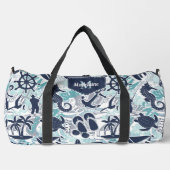 Nautical Beach Collage Navy Teal ID840 ダッフルバッグ (正面)