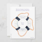 Nautical Beach Ocean Lifebuoy Birth Announcement ノートカード (裏面)