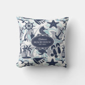 Nautical Beach Pattern Navy ID839 クッション (正面)