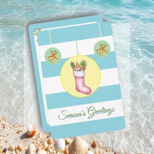Nautical Beach Themed Holiday Card シーズンカード