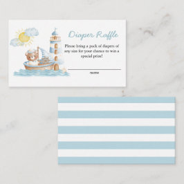 Nautical Bear Watercolor Boat Diaper Raffle エンクロージャーカード