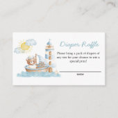 Nautical Bear Watercolor Boat Diaper Raffle エンクロージャーカード (正面)