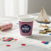 Nautical Birthday Captain Hat Stripe Party Theme 紙コップ