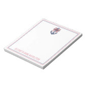Nautical Blue Anchor With Red and White Stripe Bow ノートパッド (回転)