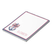 Nautical Blue Anchor With Red and White Stripe Bow ノートパッド (回転)