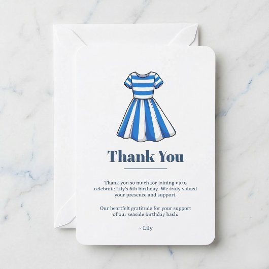 Nautical Blue And White Sailor Dress Party サンキューカード