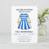 Nautical Blue And White Sailor Dress Party Invite 招待状 (スタンド正面)