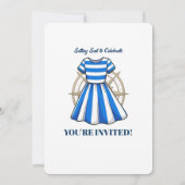 Nautical Blue And White Sailor Dress Party Invite 招待状 (裏面)
