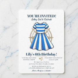 Nautical Blue And White Sailor Dress Party Invite 招待状