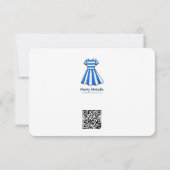 Nautical Blue And White Sailor Dress Party QR Code 出欠カード (裏面)