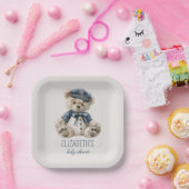 Nautical Blue Baby Bear Baby Shower ペーパープレート (パーティー)