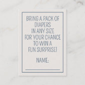 Nautical Blue Baby Bear Diaper Raffle エンクロージャーカード (裏面)