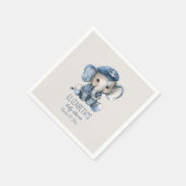 Nautical Blue Baby Elephant Baby Shower スタンダードカクテルナプキン (角)