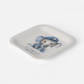 Nautical Blue Baby Elephant Baby Shower ペーパープレート (傾斜あり)