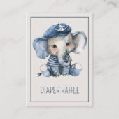 Nautical Blue Baby Elephant Diaper Raffle エンクロージャーカード (正面)