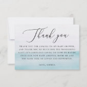 Nautical Blue Boy Baby Shower | Elegant Script サンキューカード (正面)