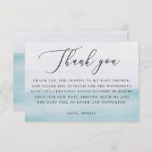 Nautical Blue Boy Baby Shower | Elegant Script サンキューカード (正面/裏面)