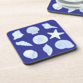 nautical blue coasters with seashells コースター (左側)