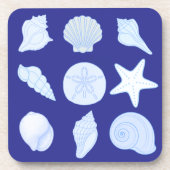 nautical blue coasters with seashells コースター (正面)
