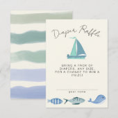 Nautical Blue Diaper Raffle Simple Boy´s Shower エンクロージャーカード (正面/裏面)