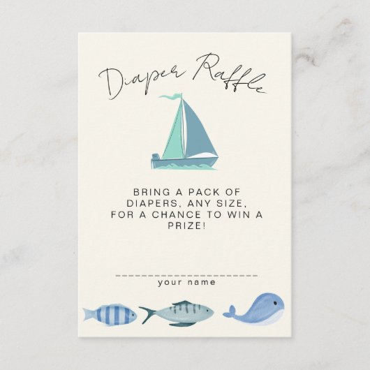 Nautical Blue Diaper Raffle Simple Boy´s Shower エンクロージャーカード (正面)