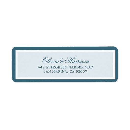 Nautical Blue Elegant Wedding Return Address Label ラベル (正面)