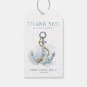 Nautical Blue Floral Anchor Summer Bridal Brunch ギフトタグ (裏面)