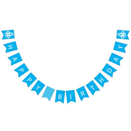 Nautical Blue Happy Birthday Anchor  バンティングフラッグ (全)