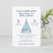 Nautical Blue Sailboat Birthday Party Invitation 招待状 (スタンド正面)