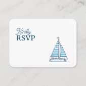 Nautical Blue Sailboat Birthday RSVP エンクロージャーカード (裏面)