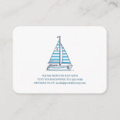Nautical Blue Sailboat Birthday RSVP エンクロージャーカード (正面)