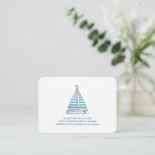 Nautical Blue Sailboat Birthday RSVP エンクロージャーカード (スタンド正面)