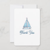 Nautical Blue Sailboat Birthday Thank You Card サンキューカード (裏面)