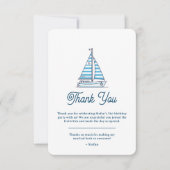 Nautical Blue Sailboat Birthday Thank You Card サンキューカード (正面)