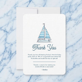 Nautical Blue Sailboat Birthday Thank You Card サンキューカード