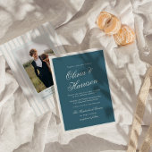 Nautical Blue Stripe Elegant Wedding Invitation 招待状