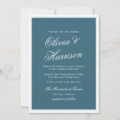 Nautical Blue Stripe Elegant Wedding Invitation 招待状 (正面)