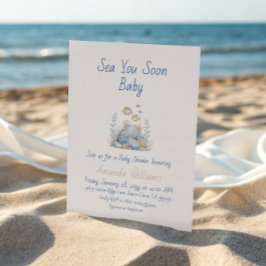 Nautical Blue Under The Sea You Soon Baby Shower 招待状