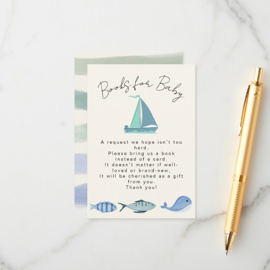 Nautical Blue Vooks For Baby Simple Boy´s Shower エンクロージャーカード (正面/裏面インサイチュ)