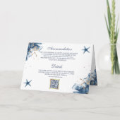 Nautical Blue Watercolor Seahorse QR Code Wedding 招待状 (裏面)