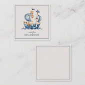 Nautical Blue Watercolor Ship Personalized ノートカード (正面/裏面)