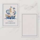 Nautical Blue Watercolor Ship Personalized ノートカード (正面/裏面)