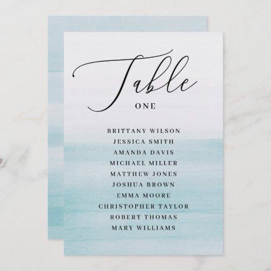 Nautical Blue Wedding Seating Chart. Elegant Ocean 招待状 (正面/裏面)