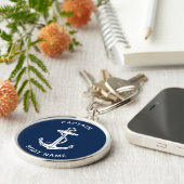 Nautical Boat Anchor and Name Captain Custom キーホルダー (側面)