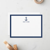 Nautical Boat Anchor and Name Custom ノートカード (正面/裏面インサイチュ)