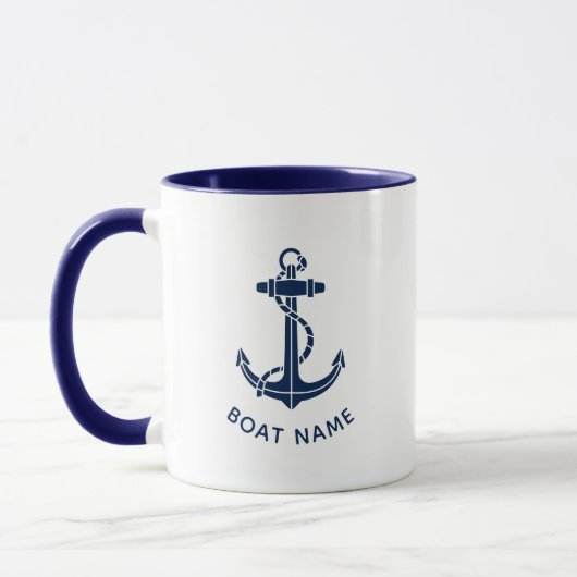Nautical Boat Anchor Beach House Custom マグカップ (左)