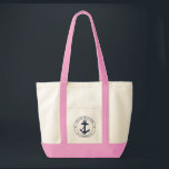 Nautical Boat Anchor Custom Beach Trip トートバッグ<br><div class="desc">Add your boat or captain's name and location by clicking the "Personalize" button above. Set sail in style with our custom nautical-themed boating swag tote bag, the ultimate companion for your maritime adventures. This tote boasts a cute design inspired by the ocean's wonders, featuring classic maritime motifs such as an...</div>